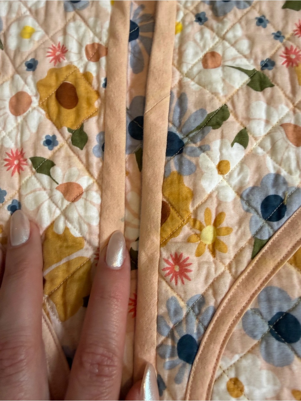 Floral Quilted Long Sleeve Jacket in Cream and Mustard Cottagecore Grandma - Picture 5 of 7